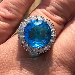 ⭐️NEW 16 CT Lab Created Sapphire Silver Ring Size 10